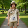 Explorer Style Character Patch Displayed On Crossbody Canvas Bag
