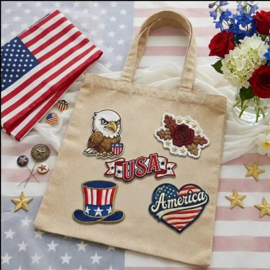Set Of Patriotic American Flag Eagle And USA Embroidered Patches
