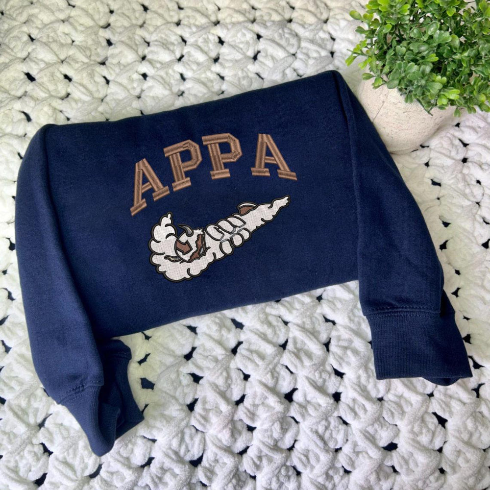 Navy Appa Swoosh Detailed Sweatshirt On Crochet Blanket