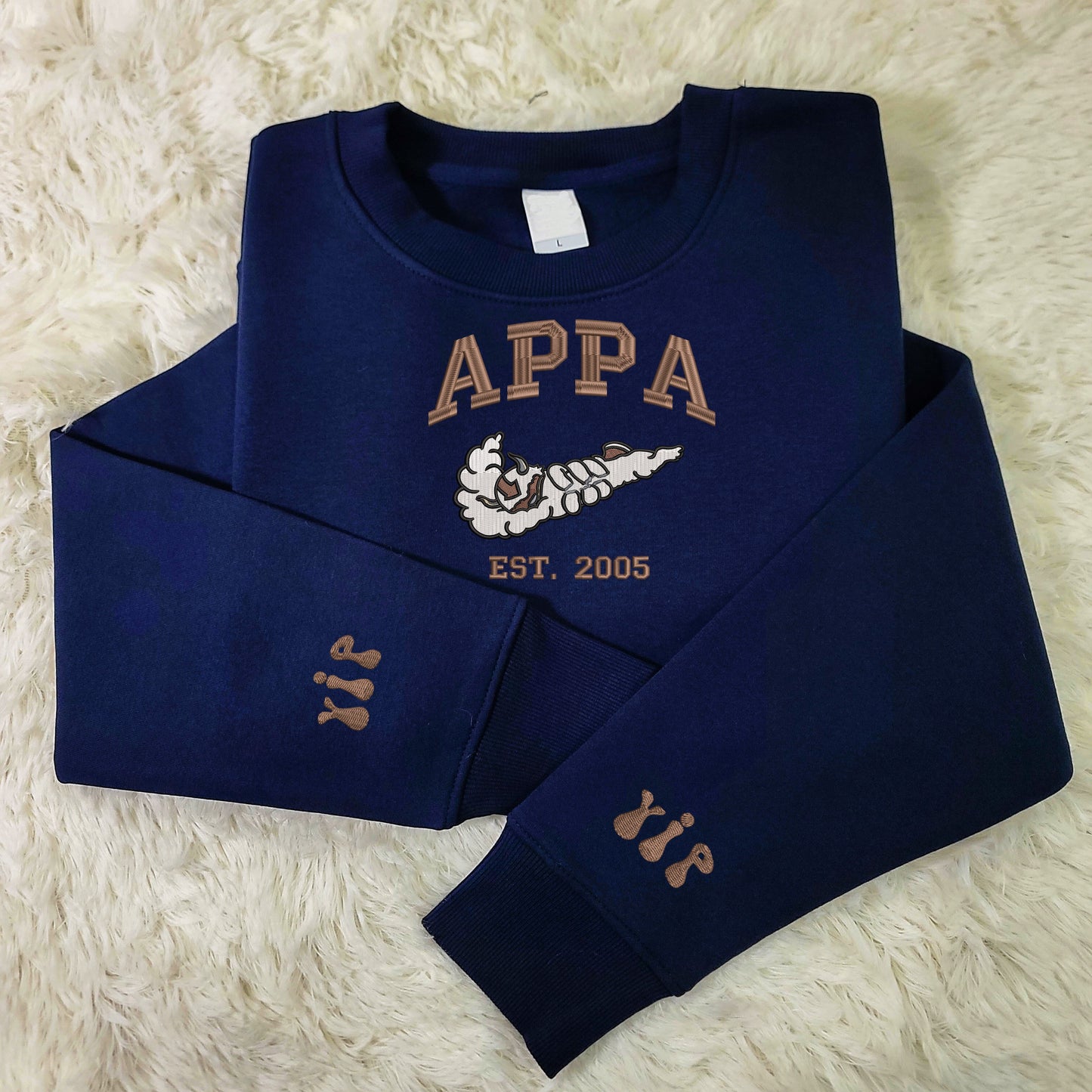 Navy Appa Yip Yip Embroidered Sweatshirt