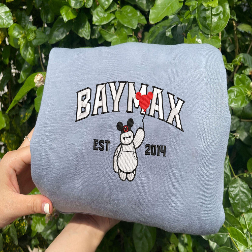 Close Up Of A Light Blue Embroidered Sweatshirt