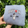 Close Up Of A Light Blue Embroidered Sweatshirt