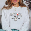 Model Wearing A White Embroidered Sweatshirt With The Baymax Big Hero 6