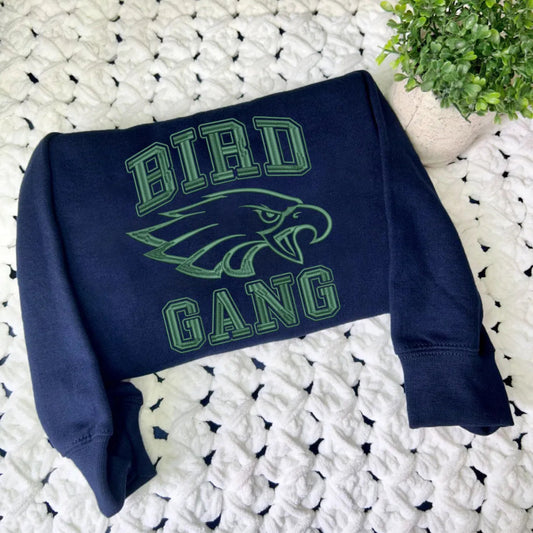 Navy Sweatshirt With Go Birds Eagles Embroidered Folded On Crochet