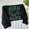 Black Cropped Sweatshirt With Bird Gang Eagles Embroidered Folded 