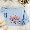 Light Blue Sweatshirt Displaying Cute Blackpink Bubble Letters With Hearts