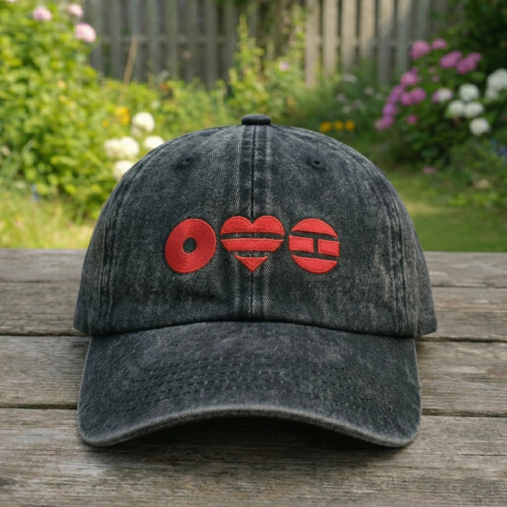 Gray Washed Dad Cap With BTS Comeback Symbol Embroidery
