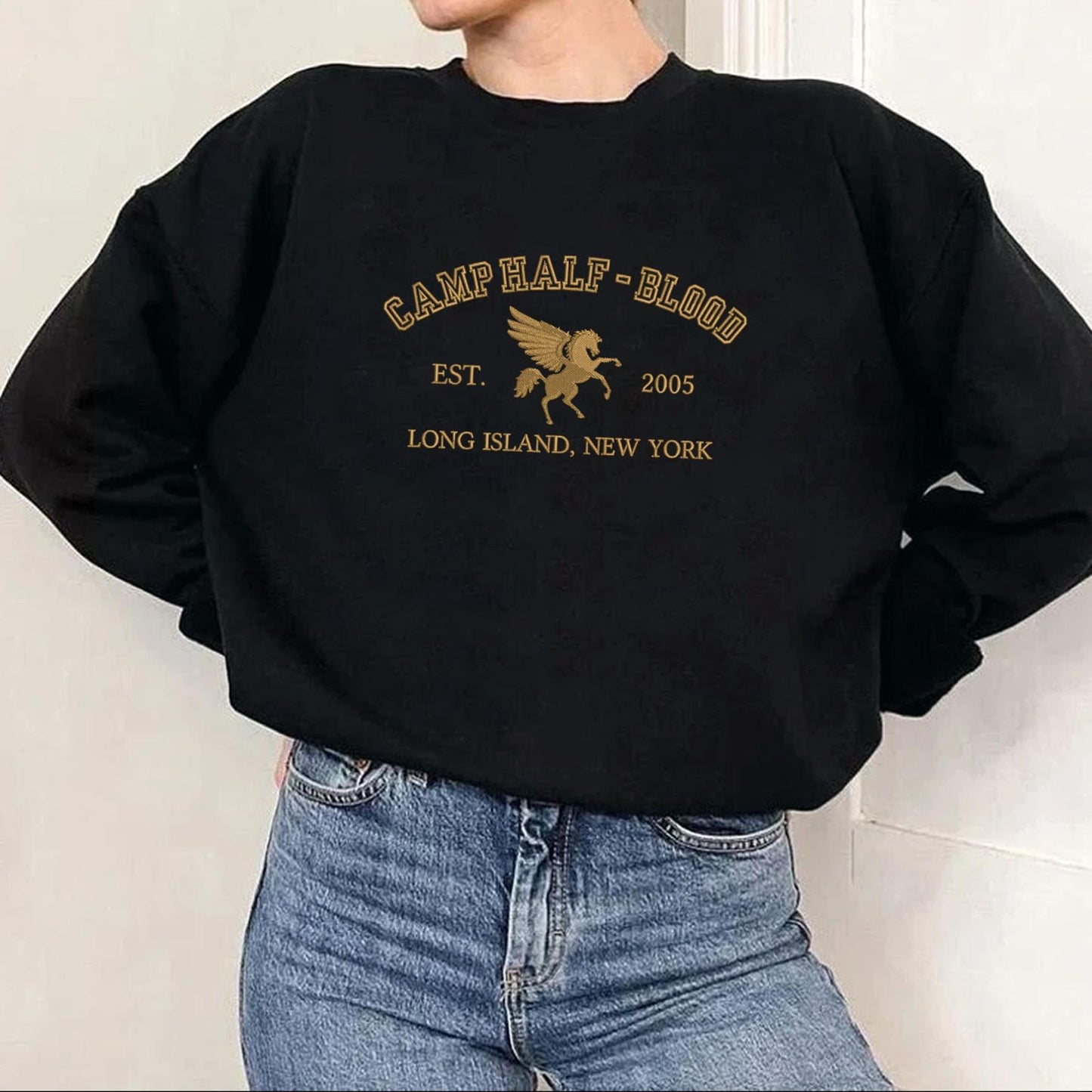 Black Camp Half Blood Embroidered Sweatshirt