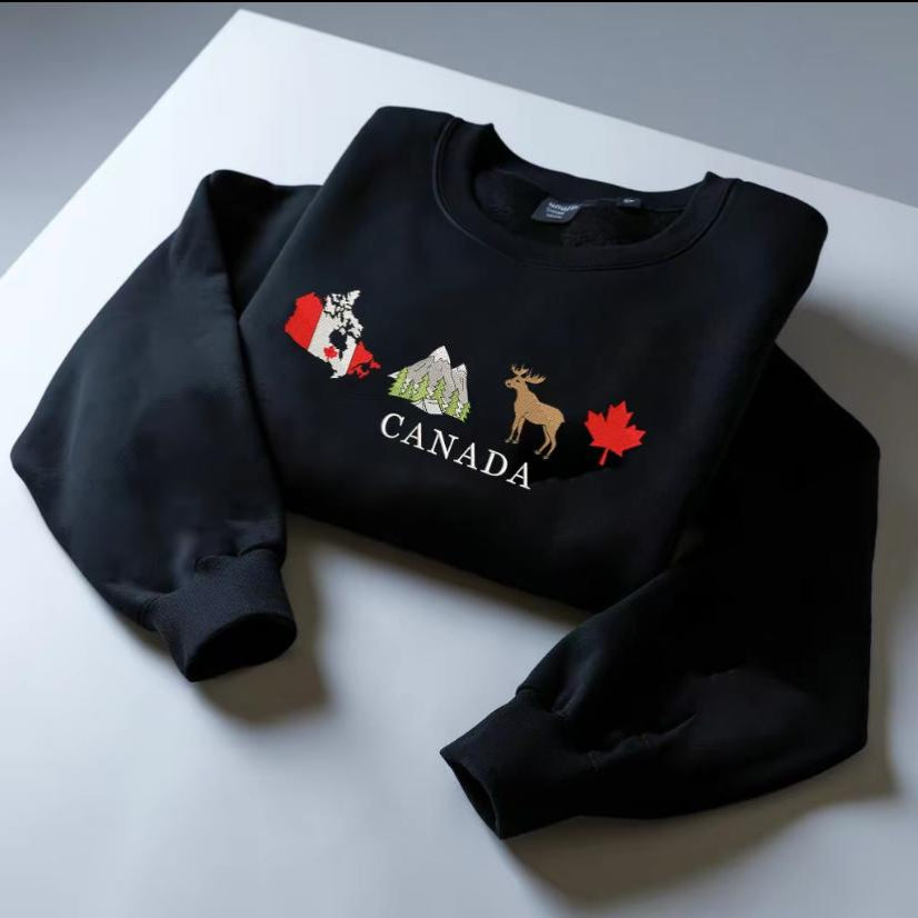 Canada Embroidered Sweatshirt in Black