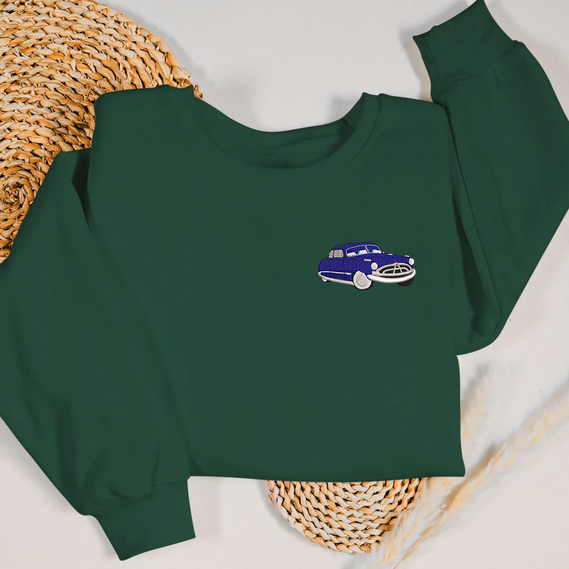 Forest Green Cars Characters - Doc Hudson Embroidered Sweatshirt