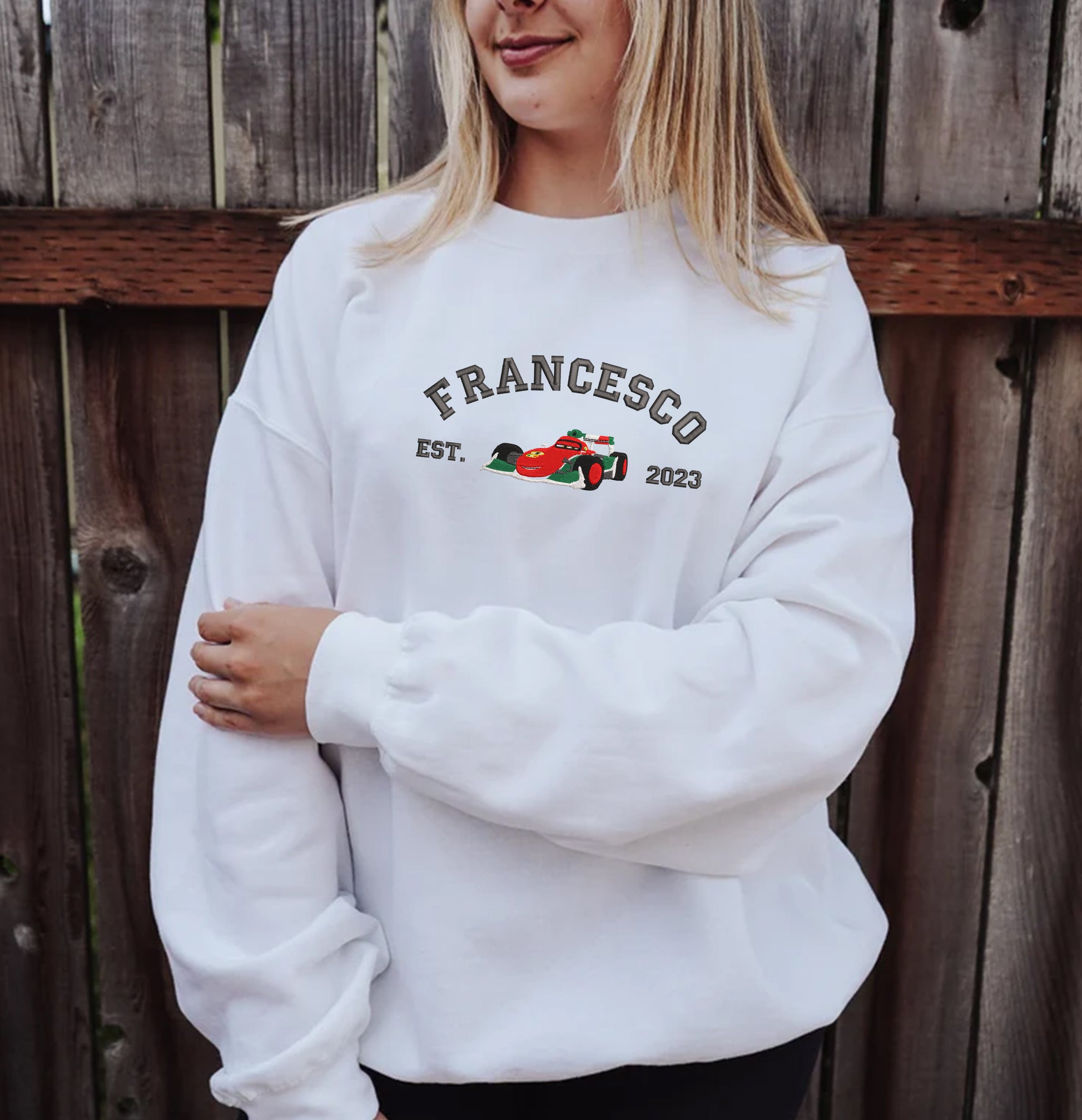 White Cars Characters - Francesco Embroidered Sweatshirt