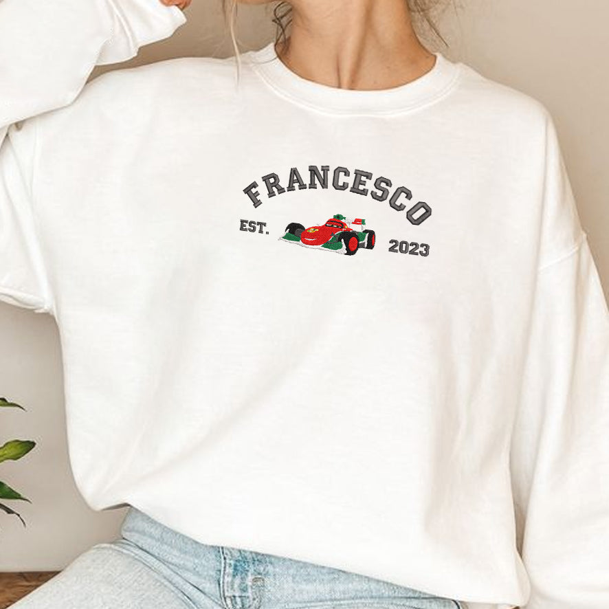 Cars Characters - Francesco Embroidered Sweatshirt in White