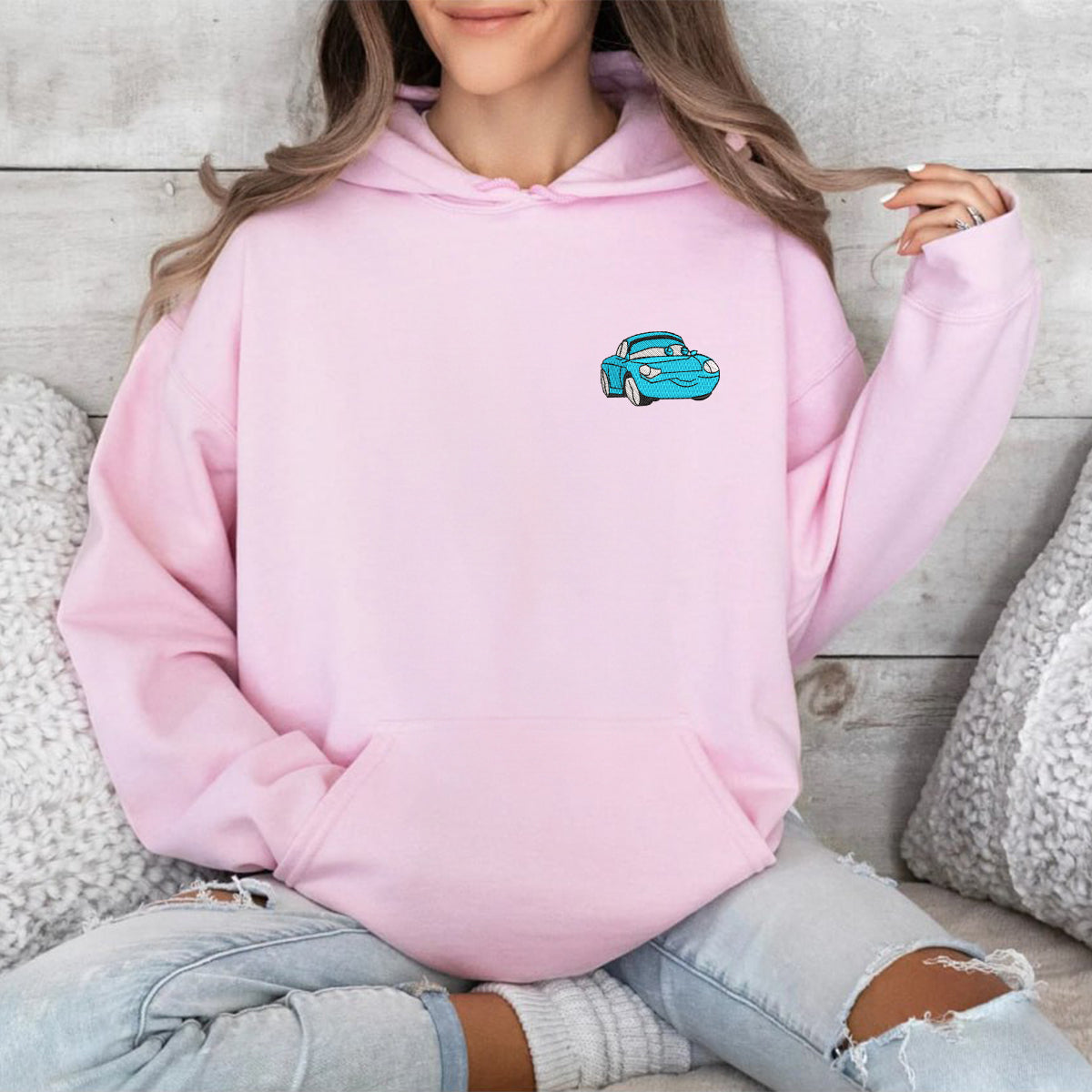 Pink Cars Characters Sally Embroidered Sweatshirt.