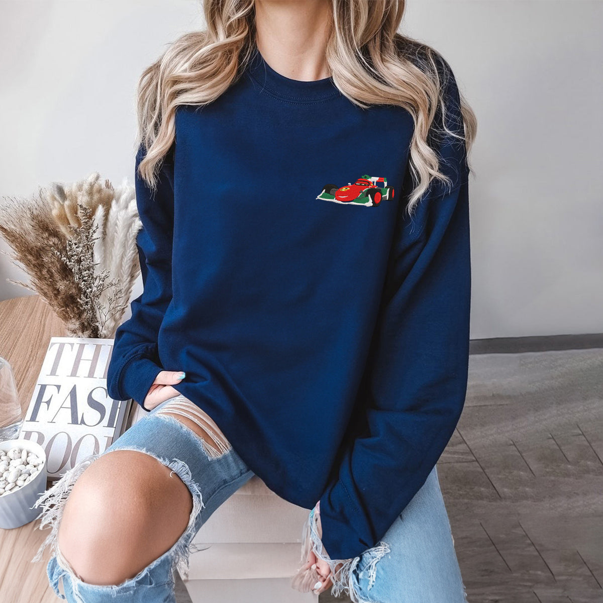 Royal Blue Cars - Francesco Embroidered Sweatshirt