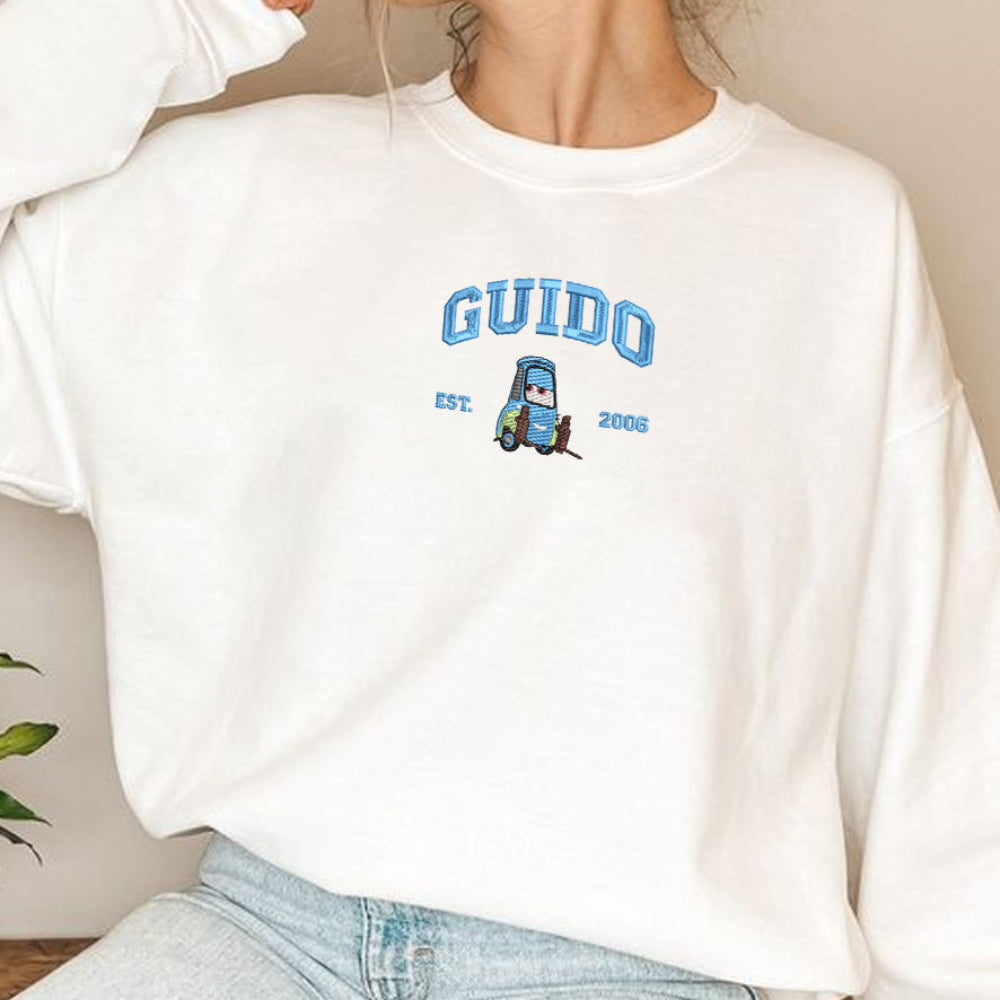 White cotton Cars Guido embroidered sweatshirt