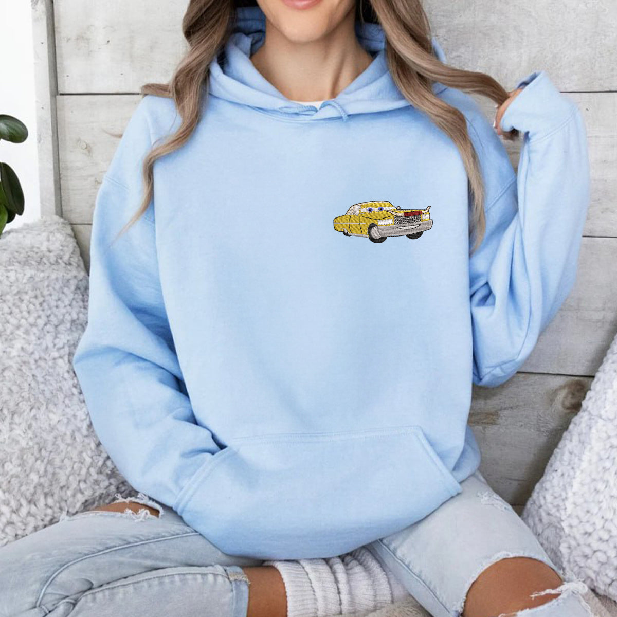 Cars - Tex Dinoco embroidered hoodie light blue color