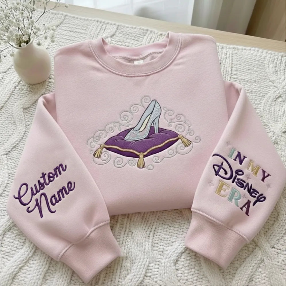 Sweatshirt Custom Name Cinderella Slipper In My Disney Era Embroidered.