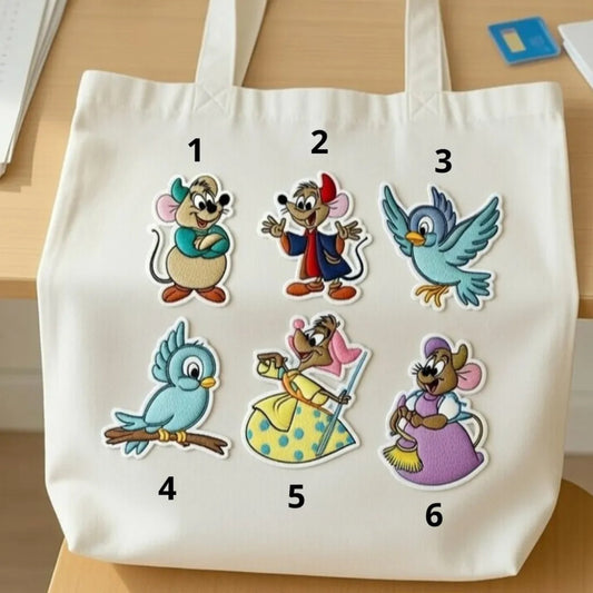 Numbered Cinderella Mice And Birds Patches One To Six