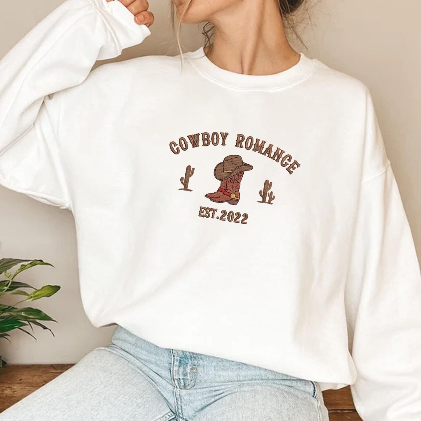 White Cowboy Romance Embroidered Shirt