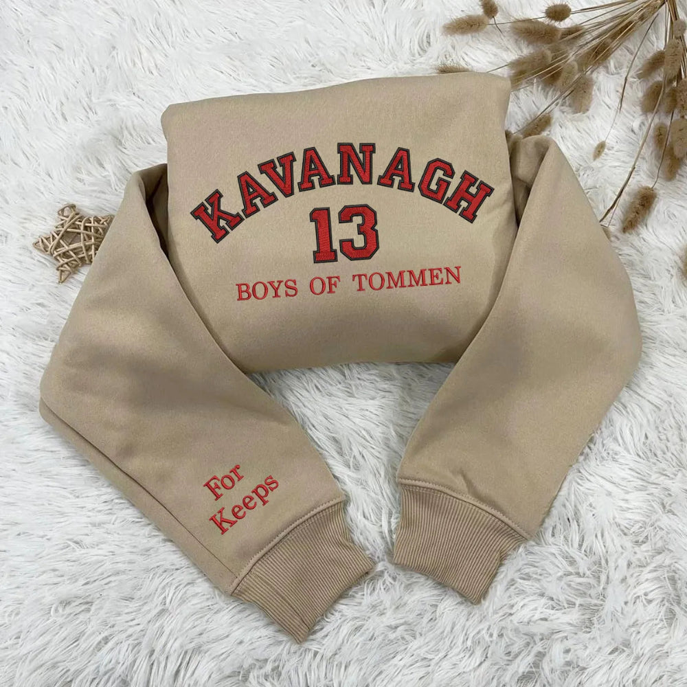 Kavanagh 13 Boys Of Tommen Crewneck, Red Bold Embroidery