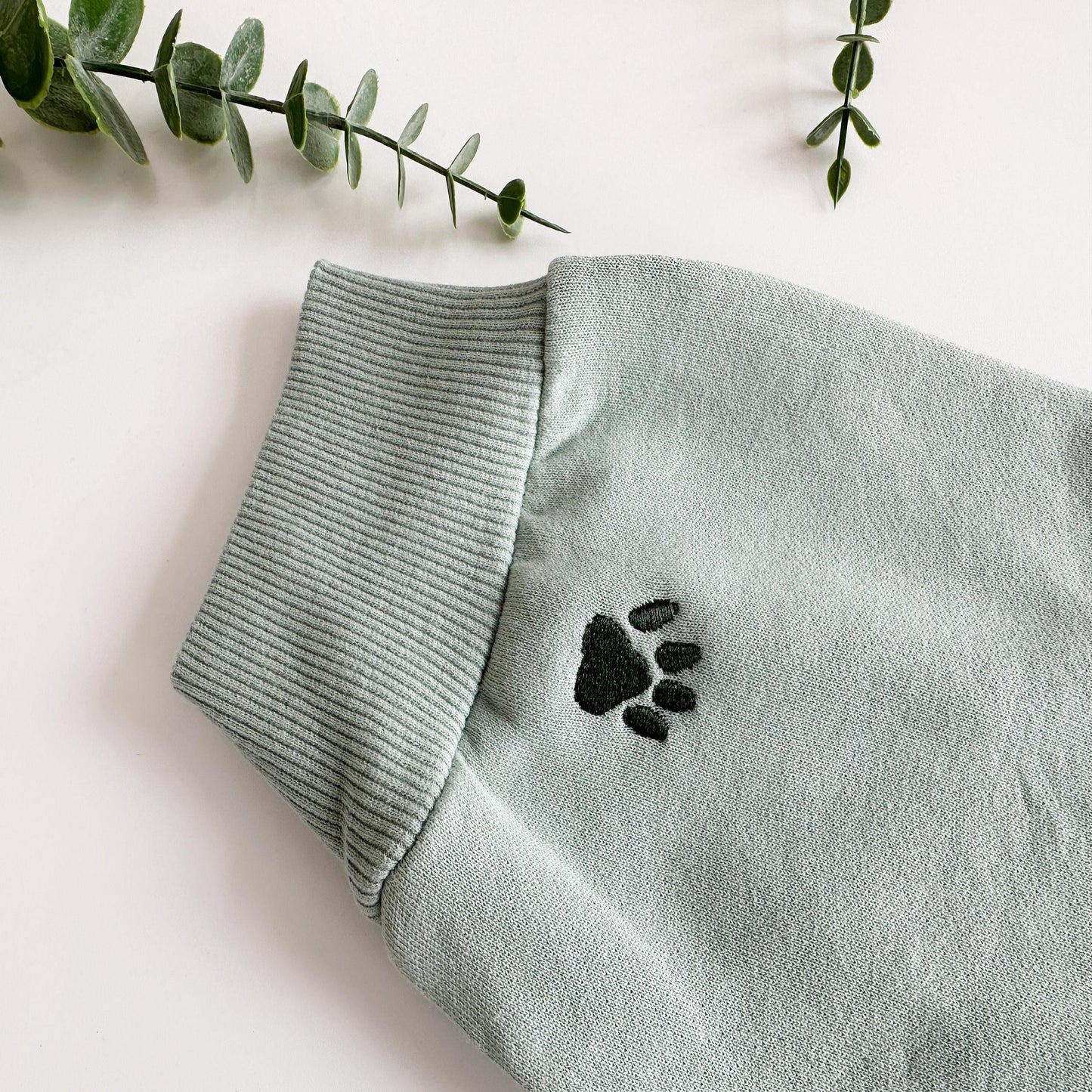 Sweatshirt With Black Pet-Paw Machine Embroidery