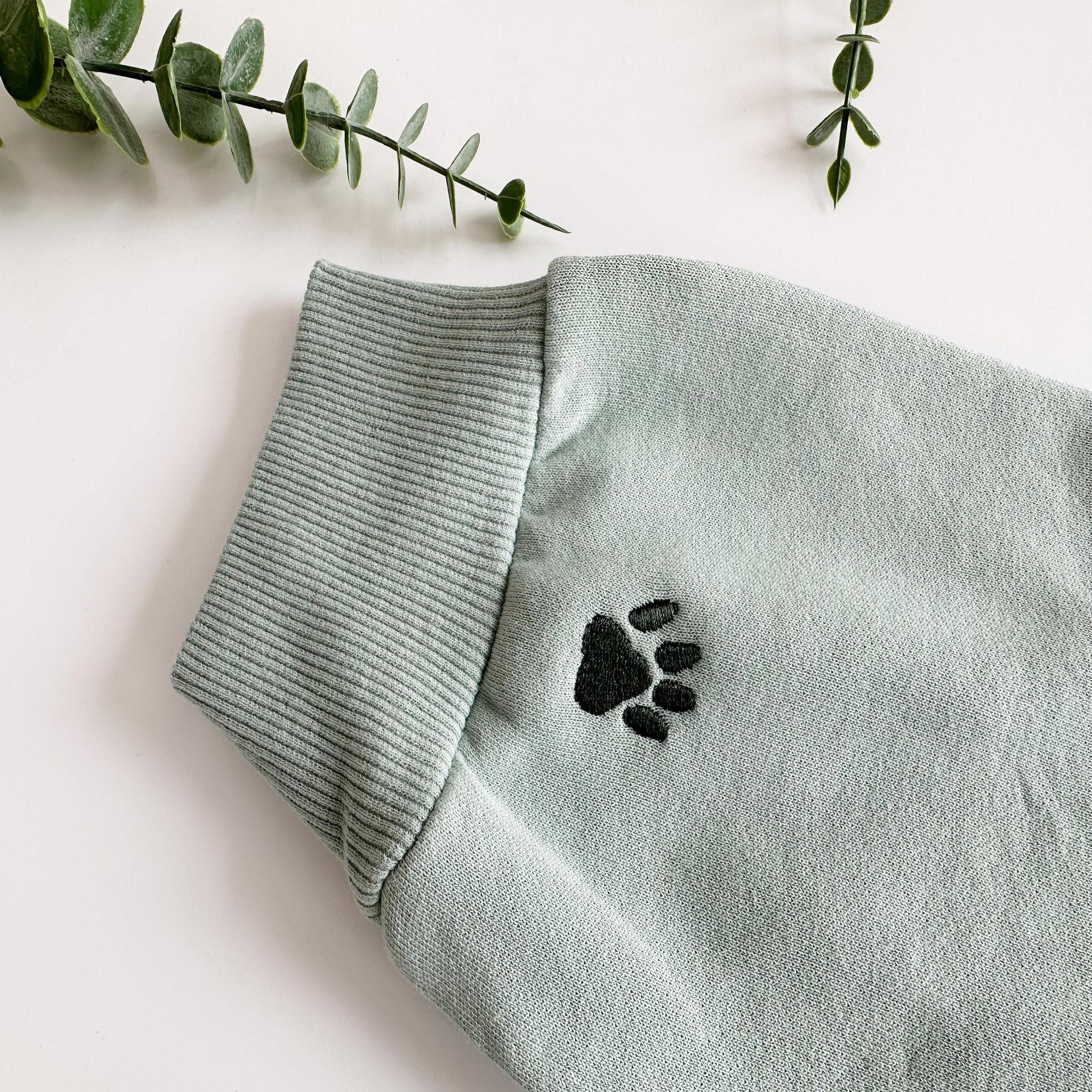 Sweatshirt With Black Pet-Paw Machine Embroidery