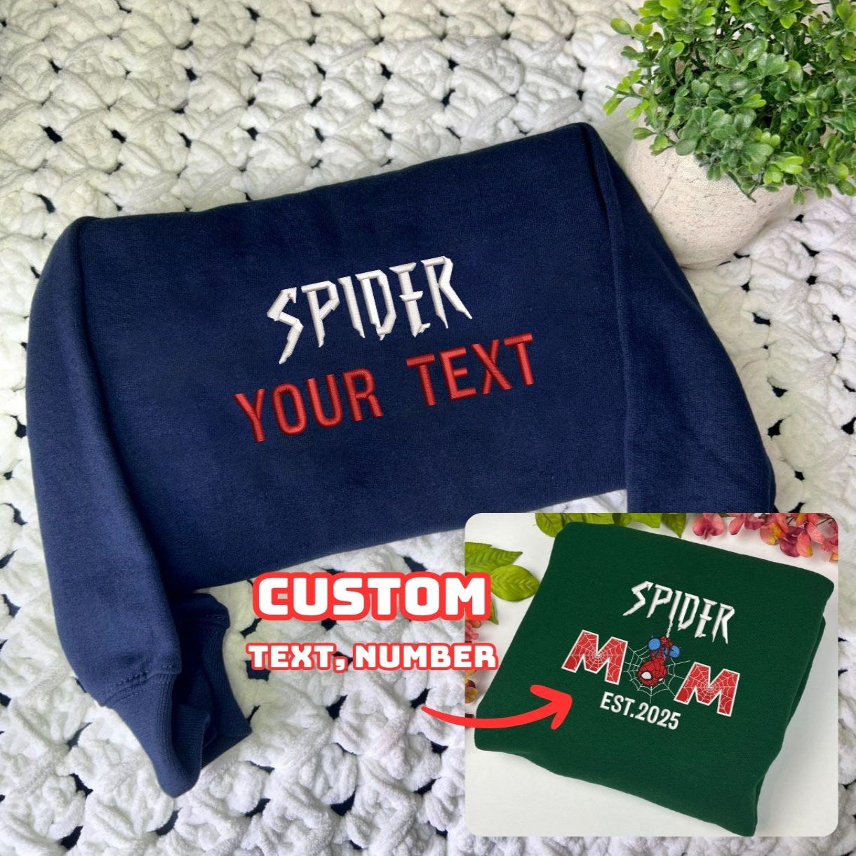 Custom Family Spider Embroidered Sweatshirt