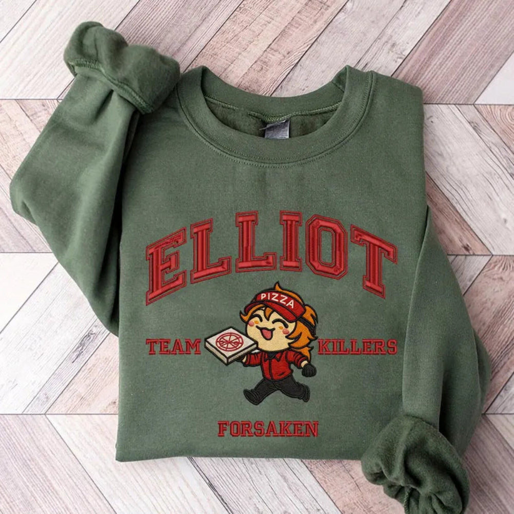 Elliot Embroidered Sweatshirt Folded, Pizza Delivery Chibi Killer