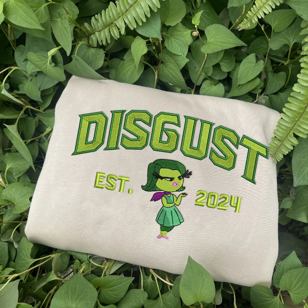 Disgust Embroidered Sweatshirt Folded, Green Varsity Mood Design