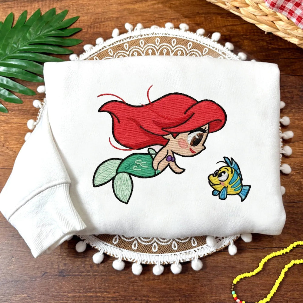 White Personalized Disney Princess Shirt With Detailed Colorful Embroidery Work