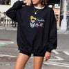Sweatshirt Featuring Drinker Bell With Wine Glass And Fairy Wings.