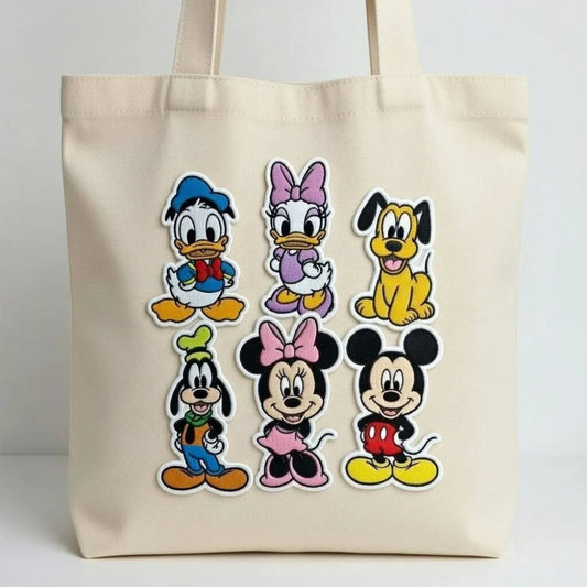 Tote Bag Adorned With Adorable Mickey Minnie Donald Daisy Patches