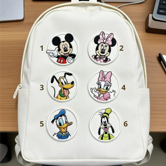 Numbered Disney Circle Patches One To Six On Fabric Background