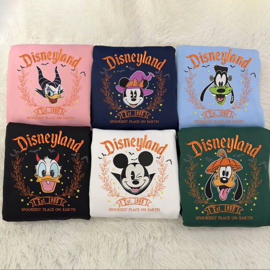 Folded Spooky Disneyland Sweatshirts With Villain And Character Embroidery