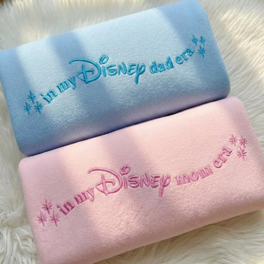 Light Blue Sweatshirt In My Disney Dad Era Embroidered Close-Up.