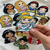 Hand Holding Cute Chibi Cinderella Patch With Dress, Glass Slippers