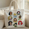 Tote Bag Decorated With Nine Kawaii Disney Princess Chibi Patches