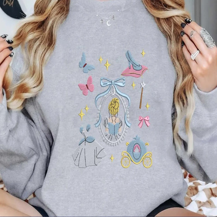Sport Gray Disney Princess Embroidered Sweatshirt