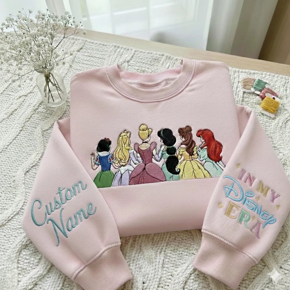 Sweatshirt Princesses View In My Disney Era Embroidered Folded.