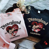 Pink And Back Disneyland Mickey Minnie Heart Sweatshirts Folded
