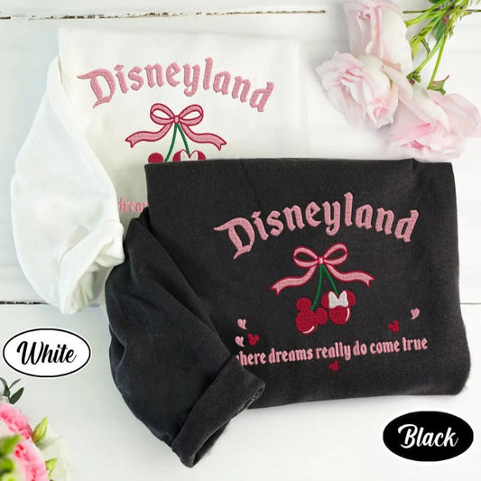 White and Black Disneyland Embroidered Sweatshirt