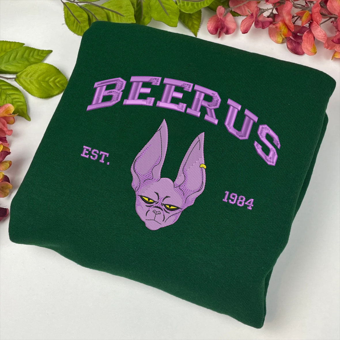 Forest Green Dragon Ball Character Embroidered  Sweatshirt