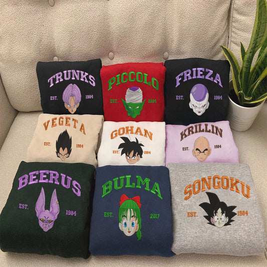 Dragon Ball Character Embroidered  Sweatshirt Collection