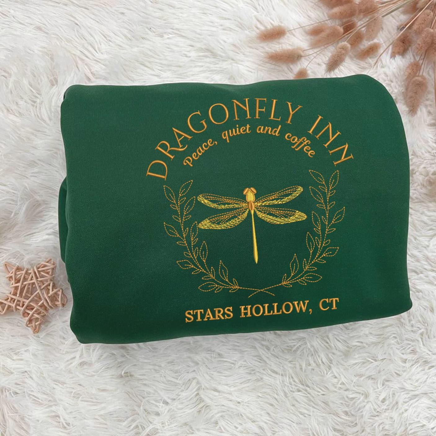 Forest Green Dragonfly Inn Stars Hollow Embroidered Sweatshirt