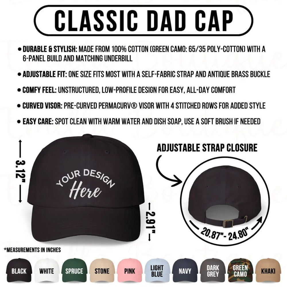Classic Dad Cap Color Chart Multiple Shades Soft Durable Cotton