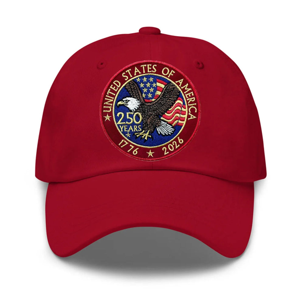 High-Quality Red Eagle 250 Years Dad Cap Embroidered Cozy Fit