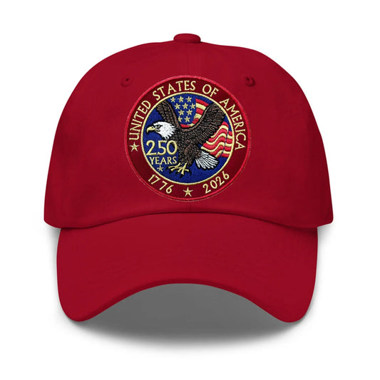 High-Quality Red Eagle 250 Years Dad Cap Embroidered Cozy Fit