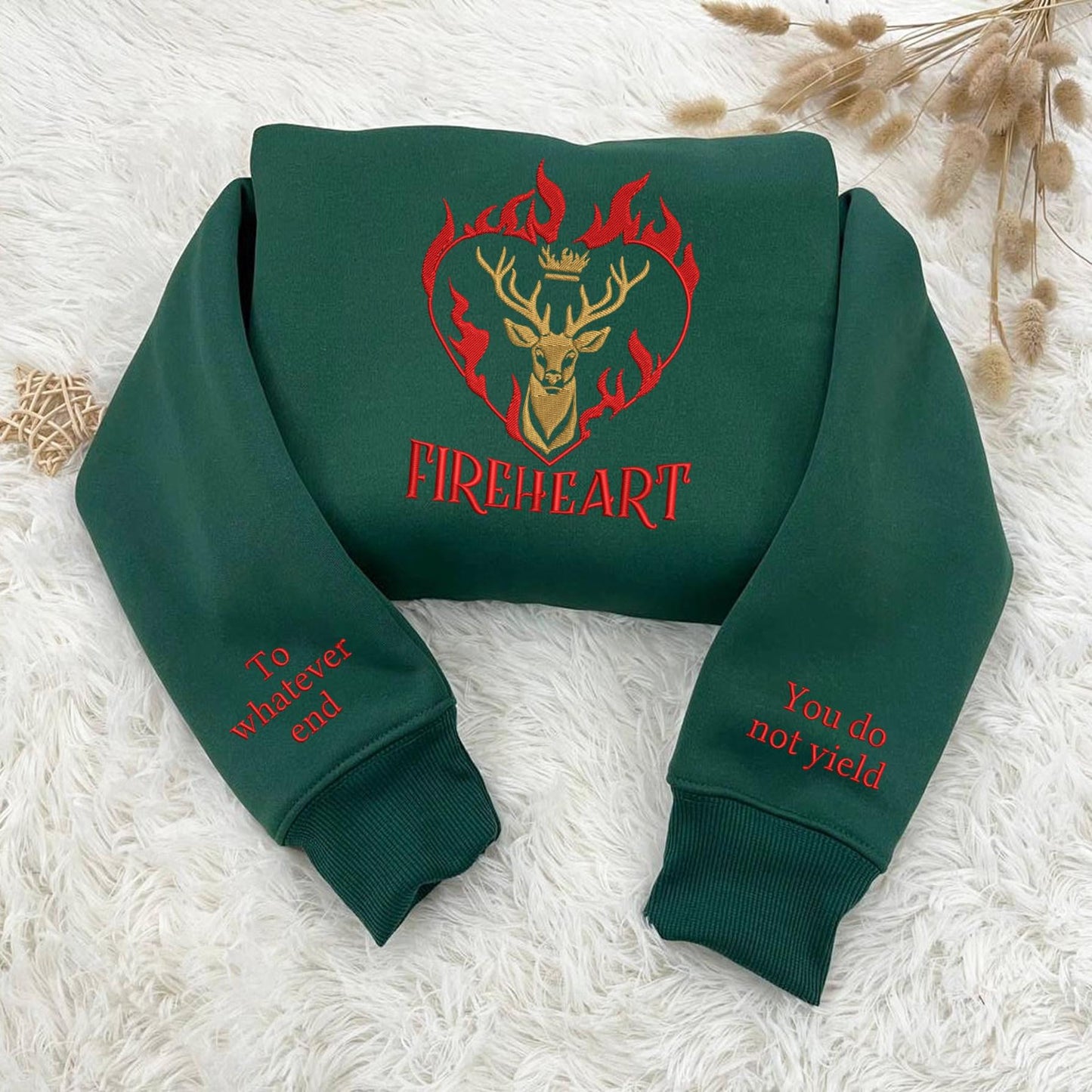 Forest Green Fireheart Queen Aelin Embroidered SweatShirt