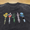 Vintage Wash T-Shirt Close Up Showing Detailed Floral Lightsaber Embroidery