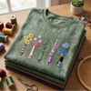 Forest Green Folded Sweatshirt With Colorful Floral Lightsaber Embroidery 